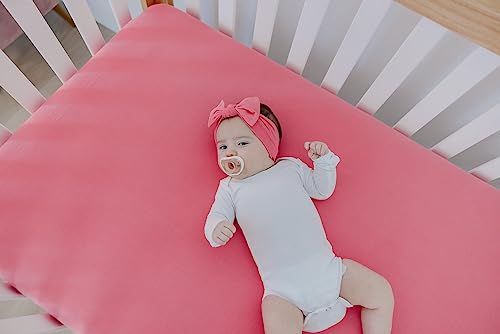 Image of Copper Pearl Premium Knit Crib Sheets for Boys and Girls: Breathable, Soft, Fitted for Standard Mattresses, Baby Registry or Shower Gift, Flamingo