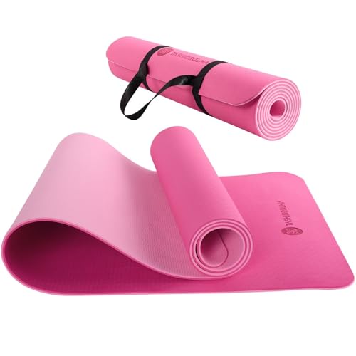 TASHIDROLMA Yogamatte Rutschfest, Gymnastikmatte Mit Tragegurt, Sportmatte Für Fitnessstudio, Zuhause, Reisen, 183x61cm