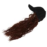 Yardenfun Baseballkappe mit Langer Lockiger Kunsthaar Perücke mit Angenähtem Weichem Haar für Damen Modische Schirmmütze für Alltag Party und Cosplay