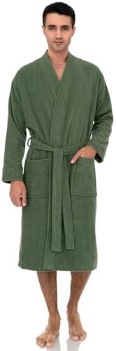 TowelSelections Mens Robe Cotton Terry Cloth Bathrobe Soft Towel Bath Robe for Men X-Small-Small Loden Frost