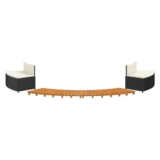 Vidaxl Borde Bañera Hidromasaje Madera Acacia Y Ratán Sintético Negro