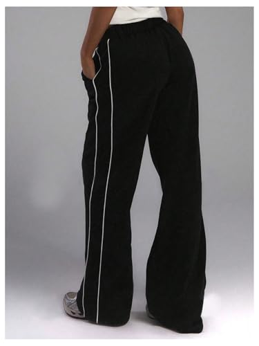 GORGLITTER Girl's Wide Leg Baggy Sweatpants Side Striped Lightweight Athletic Workout Gym Sweat Pants2