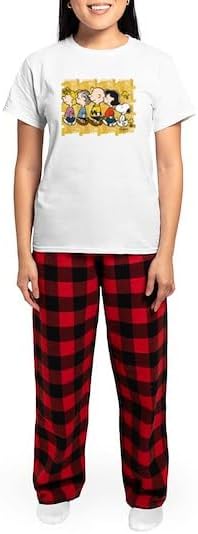 CafePress Custom Personalized Peanuts Walking Personalized Dark Women's Pajama S Women's Novelty Cotton Pajama Set, Comfortable PJ Sleepwear