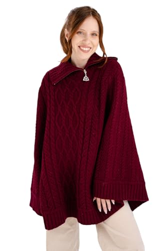 Image of SAOL Ireland Ladies 100% Merino Wool Cowl Neck Zipper Poncho