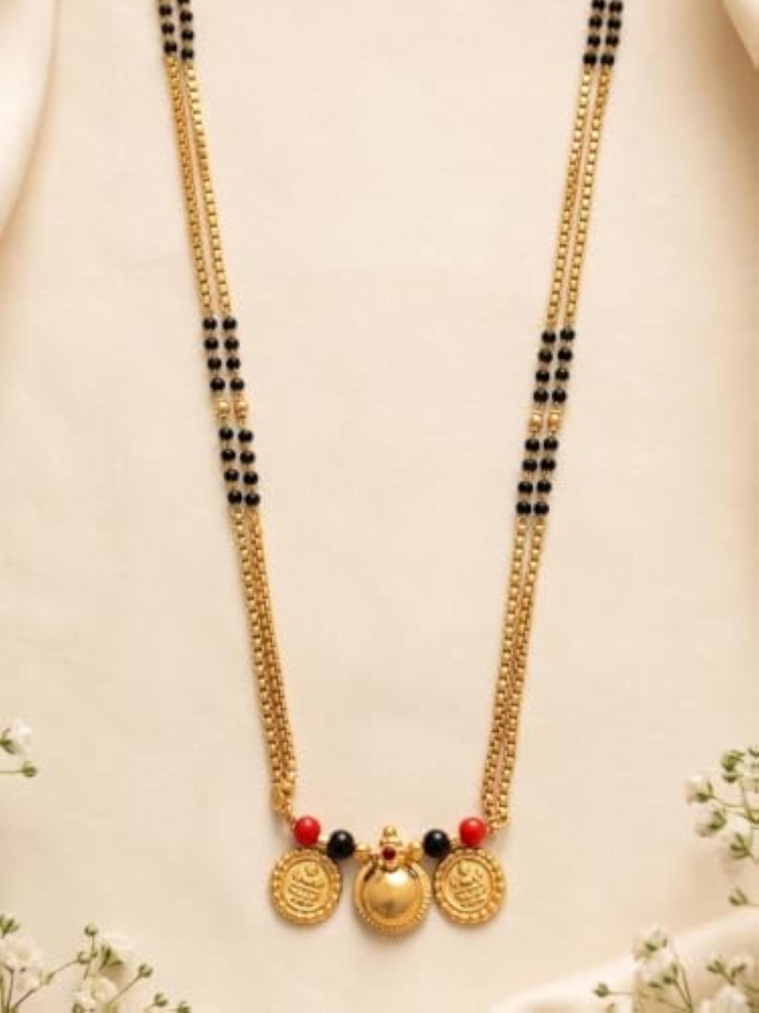 Women's 1 Gram Gold Plated Vati Wati Mangalsutra, Stylish Long Design
