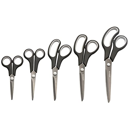 KUONIIY Scheren Set 5-teilig Titanbeschichtung Schere mit Weichem Griff Scharfe Klingen - Image 3