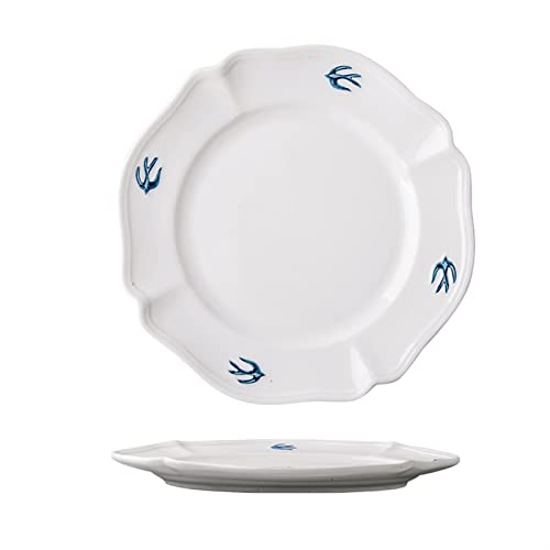 Platos de postre, platos de cena, platos de cena de cerámica pintados a mano con golondrina china en relieve de 7.6 pulgadas, platos de postre de porcelana vintage para el hogar, aptos para