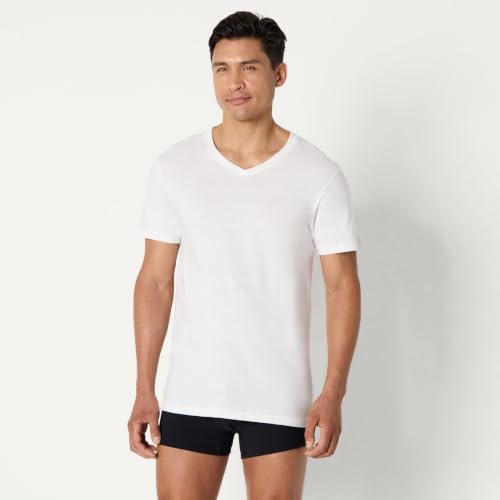 Image of Amazon Essentials Men's Slim Fit V-Neck Undershirt, Breathable Cotton, Pack of 6