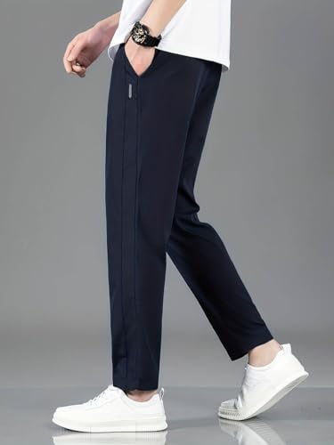 Image of TAGDO Men's Loose Fit Solid Color Polyester Drawstring Sports Pants - Casual, and Comfortable for Outdoor Activities (5186)