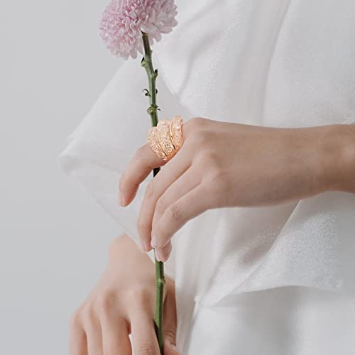 Mytys Mesh Crystal Chunky Ring Net Cubic Zirconia Cooktail Ring 18K Rose Gold (8) #TOP3