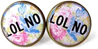 Floral Nu Goth Bubblegum LOL NO Brinco Engraçado, Jóia Gótica Pastel Grunge Suave Anos 90, Antissocial Sarcástico Cultura Internet F*ck You Jewelry, Metal