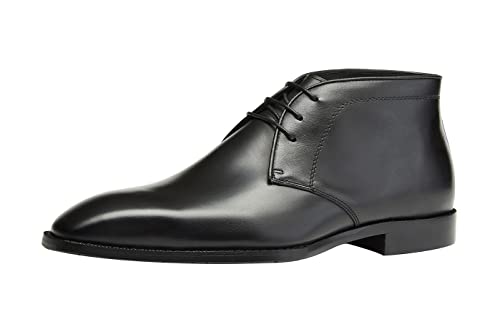 Image of Santimon Men's Chukka Boots Leather Lace Up Classic Ankle Boots Business Casual Desert Boot