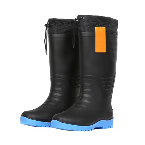 [Zentapo] 防寒作業靴 冬用 冷蔵庫用 裏起毛 屋外作業 防寒長靴 黒 絞り口 メンズ 保温 防水 耐油 耐滑 軽量 疲れにくい レインブーツ 耐摩耗 作業靴 工事現場 漁船 防寒対策 レインシューズ 雪靴