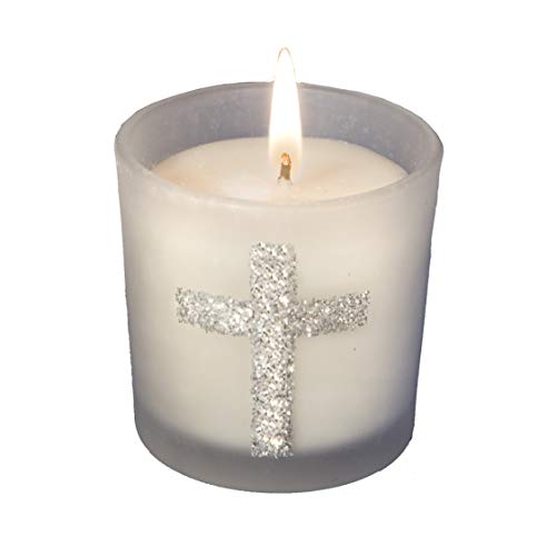 FASHIONCRAFT Foto etiqueta de carga Fashioncraft, regalos de despedida de soltera, regalos de vela con cruz plateada brillante, juego de 70, blanco Cover