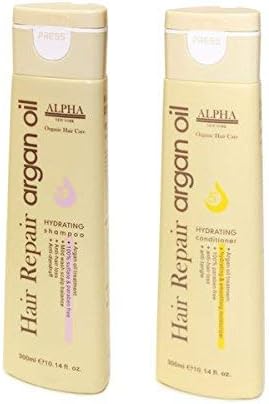Moroccan Argan Oil Shampoo And Conditioner Organic Hair Care 2pc Set By Alpha New York 300 ml. / 10.14 fl.oz.