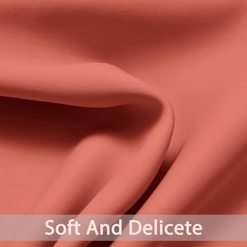 Yakamok Thermal Curtains Blackout Curtain Panels, Room Darkening Solid Grommet Top Window Drapes for Dedroom, 42x72 inch, Coral Orange, 2 Panels