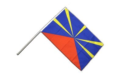 Drapeau France Réunion sur hampe 60 x 90 cm aux finitions soignées