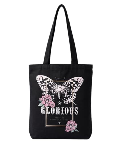 Image of Canvas Tote Bag with Zipper for Women| Inside Pocket | Cotton College Shoulder Bag | Stylish Travel Sling & Handbag for Daily Use | Cotton Canvas Fabric