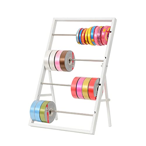 Dispensador de Cintas de 5 Niveles, pequeño Soporte metálico para Papel de Regalo, Ideal para Tienda de Costura, fácil de Instalar, Blanco, 40 x 66 cm