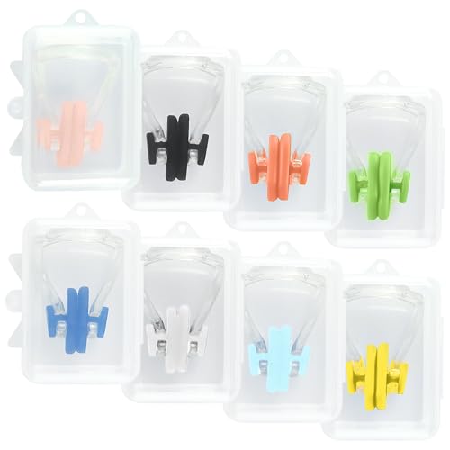 ZEPIQOR 8 Stück Nasenklammer Schwimmen Nase Clip,Mit Aufbewahrungsbox,Wasserdichte Nasenklammer Für Erwachsene Und Kinder Schwimmen Anfänger,Kompakt Und Tragbar