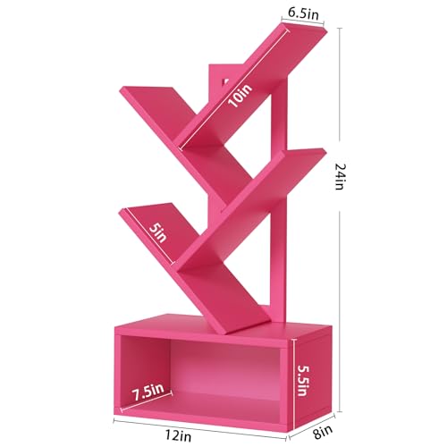 SHEEPAM 5 Tier Tree Book Case Small Bookshelf with Shelf - image 4