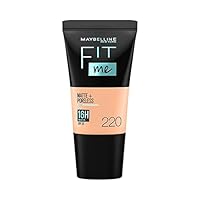 Maybelline New York Liquid Foundation, Matte & Poreless, Full Coverage Blendable Normal to Oily Skin, Fit Me, 220 Natural Beige, 18ml