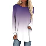 Top Wintertide B296 T-shirt à col rond élastique pour fille Coupe classique Manches longues Coupe cinquième mai, bordeaux, XL
