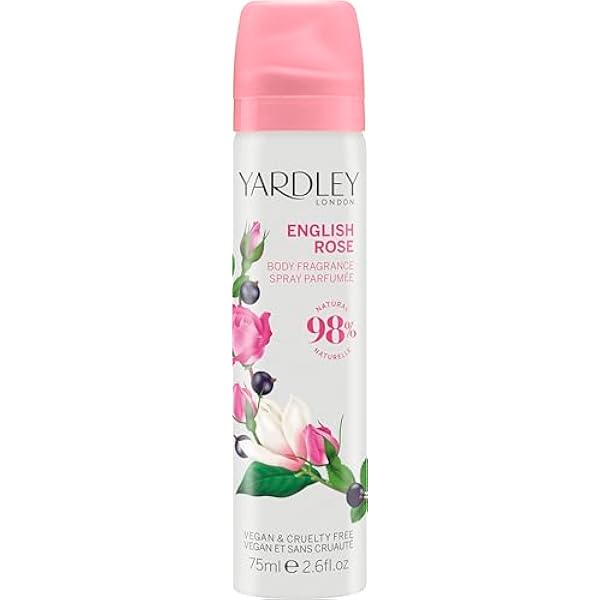 Yardley London English Rose Body Spray Kwiatowy spray do ciała dla kobiet z nutami magnolii i fiołka Różana mgiełka do ciała dla kobiet 75ml