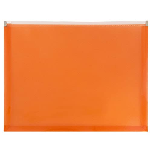 JAM PAPER Plastic Envelopes with Zip Closure - Letter Booklet - 9 3/4 x 13 - Orange - 12/Pack