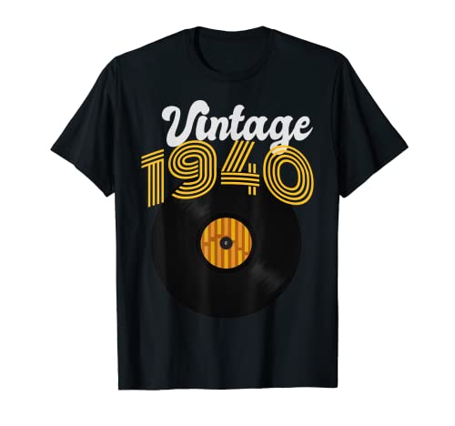 Vintage Born Made 1940 - Disco in vinile con scritta "Birthday Retro Style" Maglietta