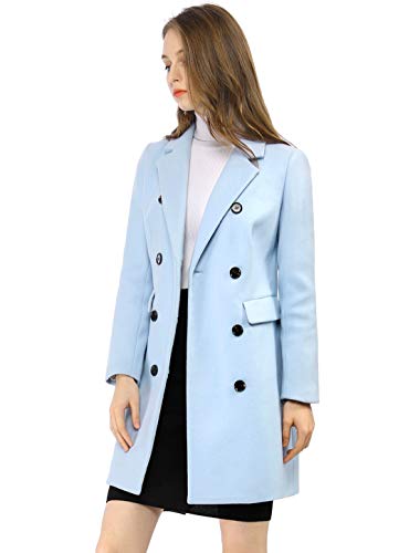 Allegra K Women's Winter Coat Elegant Notched Lapel Double Breasted Trench Coat4