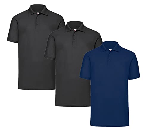 Polo Fruit of the Loom 65/35 homme lot de 3 t-shirt col boutonné regular fit