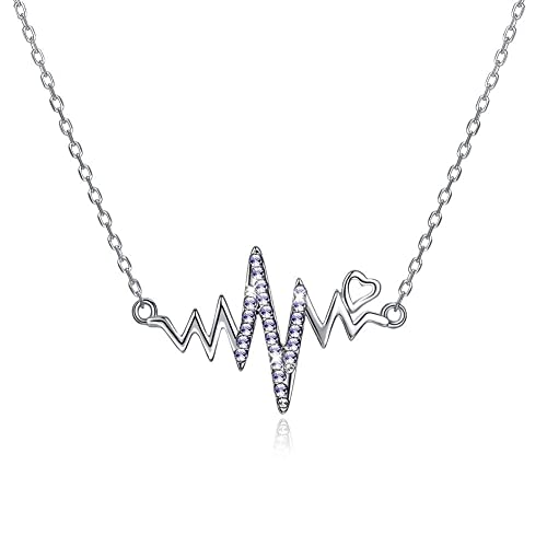 Collier battement de coeur le cadeau idéal en pendentif argent 925 et cristal d'amour