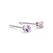Tiny Birthstone Gemstone Post Stud Earrings in Sterling Silver | Multiple Color Choices & Sizes | Birthday Earrings for Women (3mm, October | Pink Tourmaline)