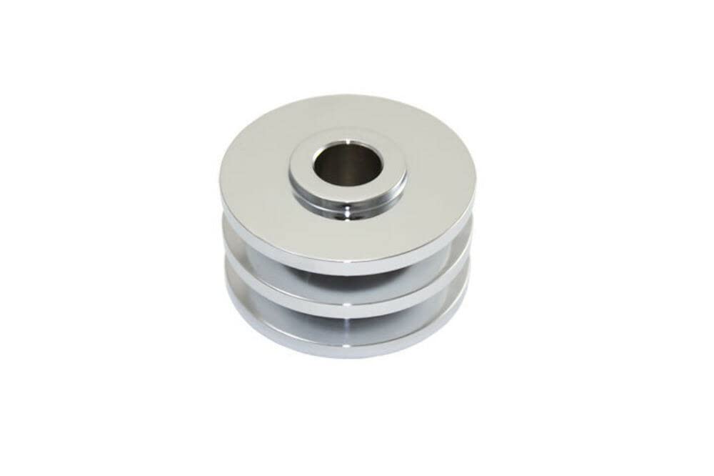 Chrome Steel Double Groove Alternator Pulley, Compatible with Chevy SBC 283-400