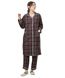 [ニッセン] マタニティルームウェア パジャマ 産前 産後 授乳服 袖がロールアップできるビエラ起毛前開きマタニティパジャマ チャコールチェック マタニティ3L