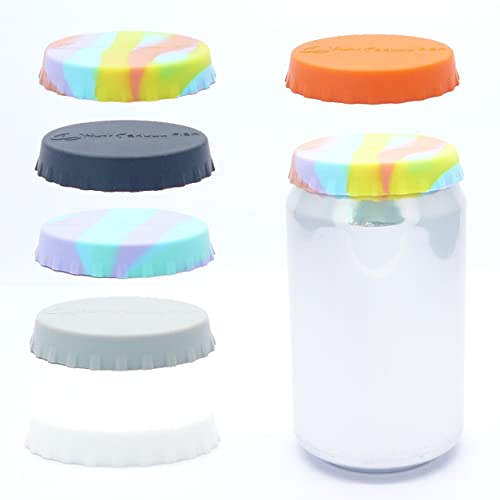 Skull Fish Assorted Soda/Beverage/Beer Saver Can Lids, Silicone Can Stopper Covers With No Spill - Fits Standard Soda/Beverage/Beer Cans (6 Pack, )