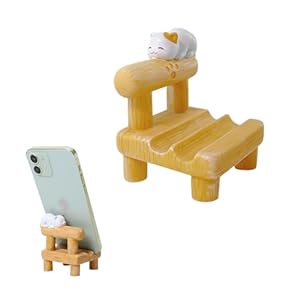 Cat Phone Stand Cute Cat Cellphone Holder Mini Wooden Phone Stand for All Mobile Phones