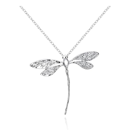 WPPHXY 925 Sterling Silver Pendant Necklace Delicate Dragonfly Pendant Necklace Handmade Charms Necklace for Women Jewelry Gift