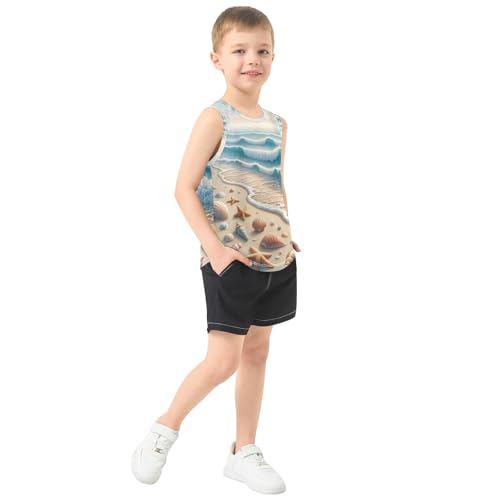susiyo Beach Wave Seashell Starfish Boys Sleeveless Tank Top Girls Athletic T Shirt4