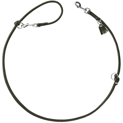 Hunter Verstellbare Hundeführleine Round & Soft MÜNCHEN, Farbe: grün, Leder, rundgenäht, 3-Fach verstellbar, extra weich, luxuriös, ökologisch hergestellt, nachhaltig, Made in Germany, Größe: 8/200