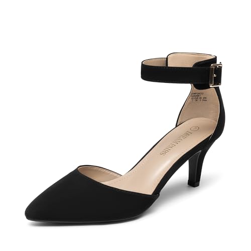 Image of DREAM PAIRS Women's Kitten Heels Ankle Strap Pumps