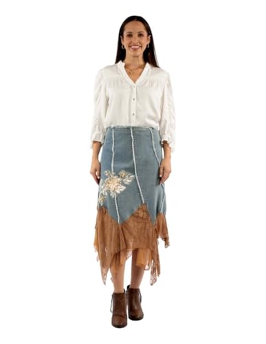 Scully Western Skirt Women Applique Asymmetrical Lace S Denim F0_HC989
