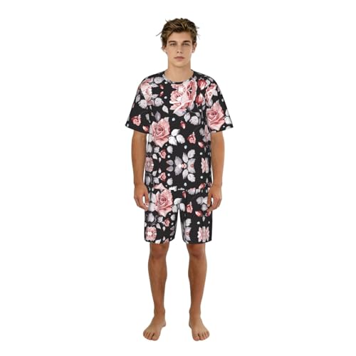 Pyjama homme imprimé floral rouge pour vos week-ends de détente