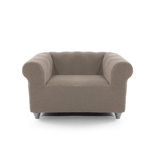 FAVERTI® Funda Sillón Chester de 70 a 120 cm | Modelo NOVELE | Lino | Protector Sillón Chester de Calidad de Tejido Jacquard Tacto Algodón