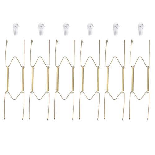 Image of uxcell 6pcs Stainless Steel Invisible Wall Plate Hangers with 12 Hooks and Tip Protector for Decorative Plates and Art