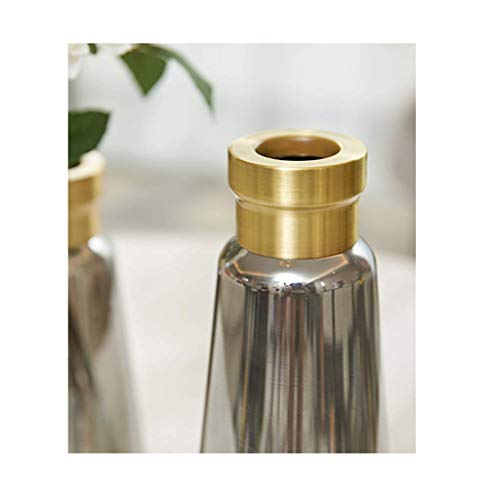 Vase en verre a bordure doree decoration florale haut de gamme