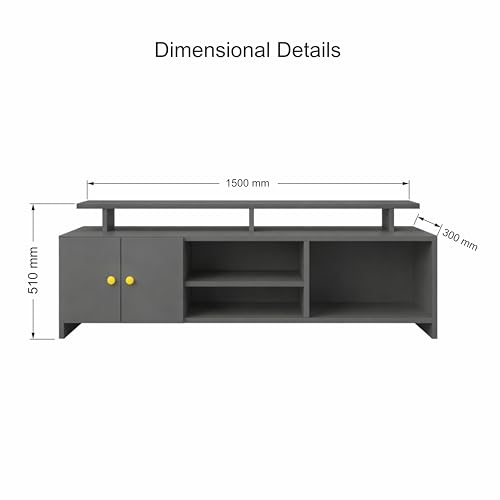 Image of TV Unit for Living Room | TV Cabinet & TV Stand | TV Table for Living Room | Modern Furniture for Home | Assembly-DIY | Color-Grey