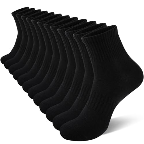 eallco Mens Ankle Cotton Socks Quarter Thin Ankle High Short Casual Comfortable Mid Crew Socks 6 Pairs