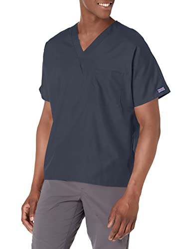 Image of Cherokee Scrubs for Women and Men Unisex V-Neck Tunic Nursing Scrub Top with Chest Pocket, Tuckable Durable Fabric - 4777 | 1 Chest Pocket For Essentials, Traditional Fit, Durable Construction, Comfortable Knit Details, Easy Care, Tuckable Style